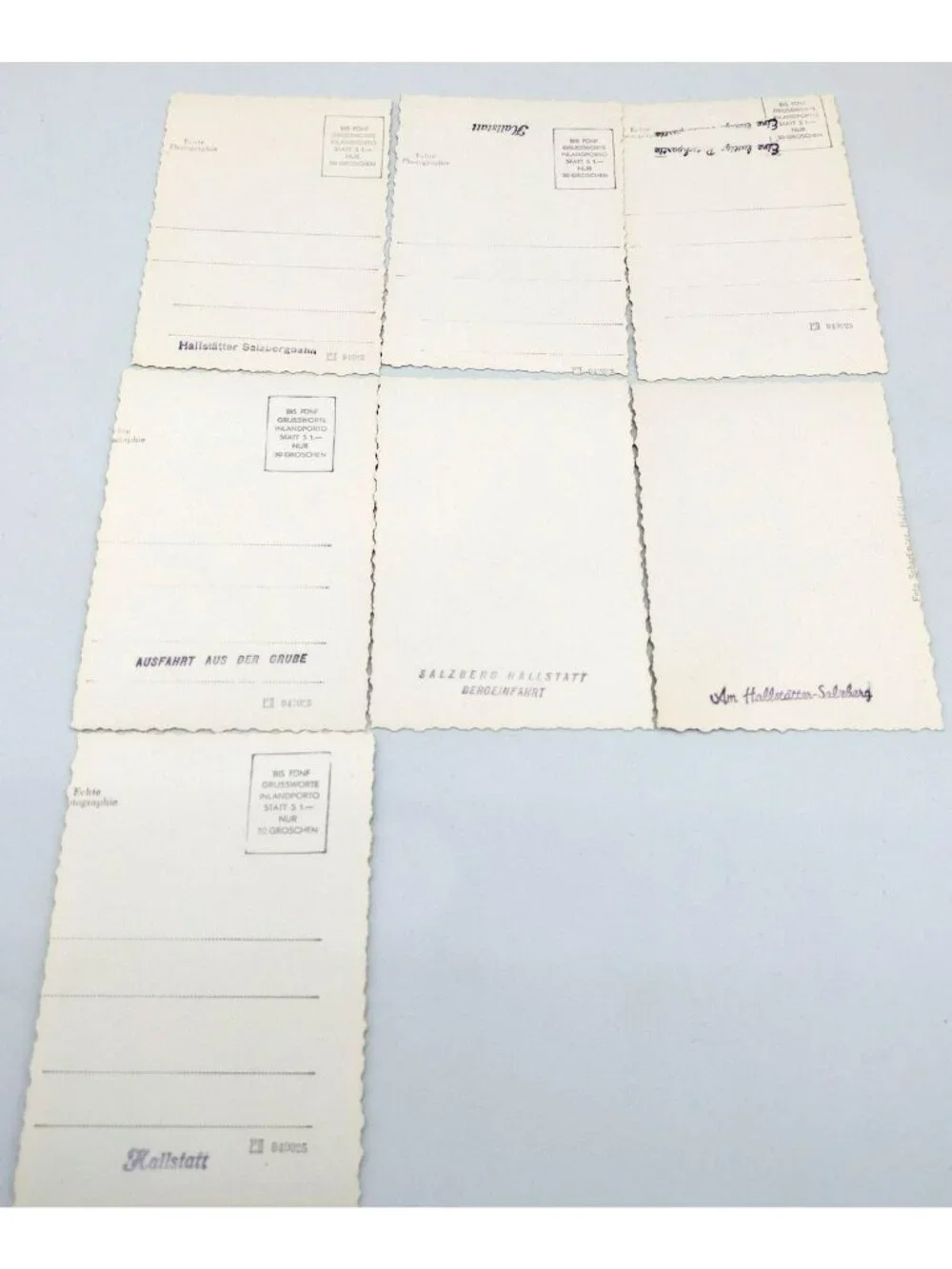 Vintage Andenken an Hallstatt Austria 7 RPPC Postcard Set Salt Mine Souvenir
